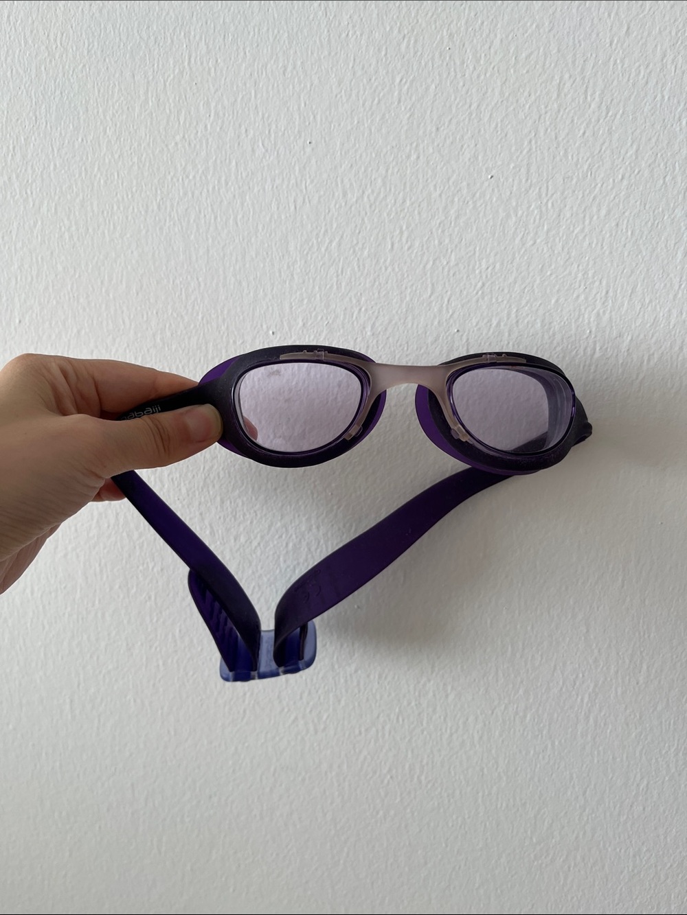 Purple and Black Swim Goggles with Clear Lenses